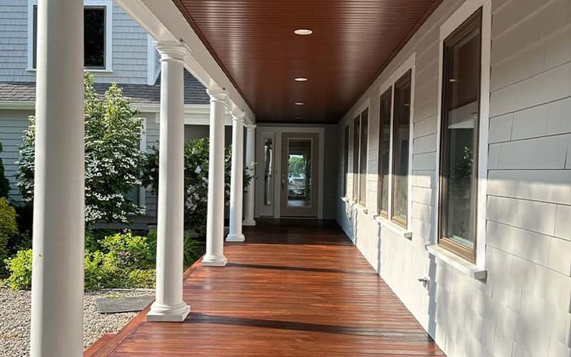 Stained wraparound porch and deck